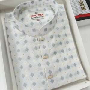 Luxury Kohinoor Panjabi Purple & White Combination