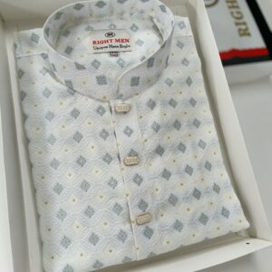 Luxury Kohinoor Panjabi Sky & White Combination